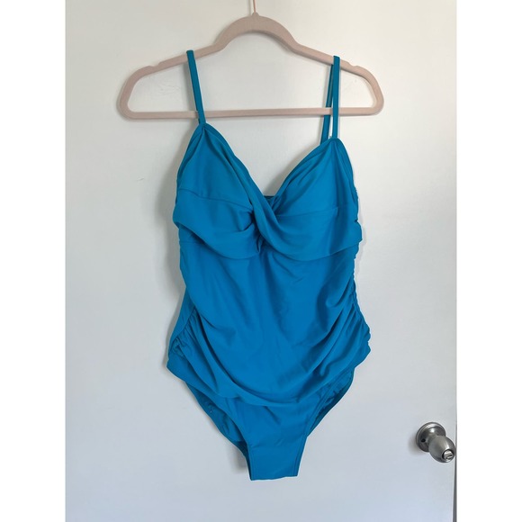 Alicia Simone Women's One Piece Swim Suit Bathing Suit Blue Modest size 16 - Picture 2 of 9